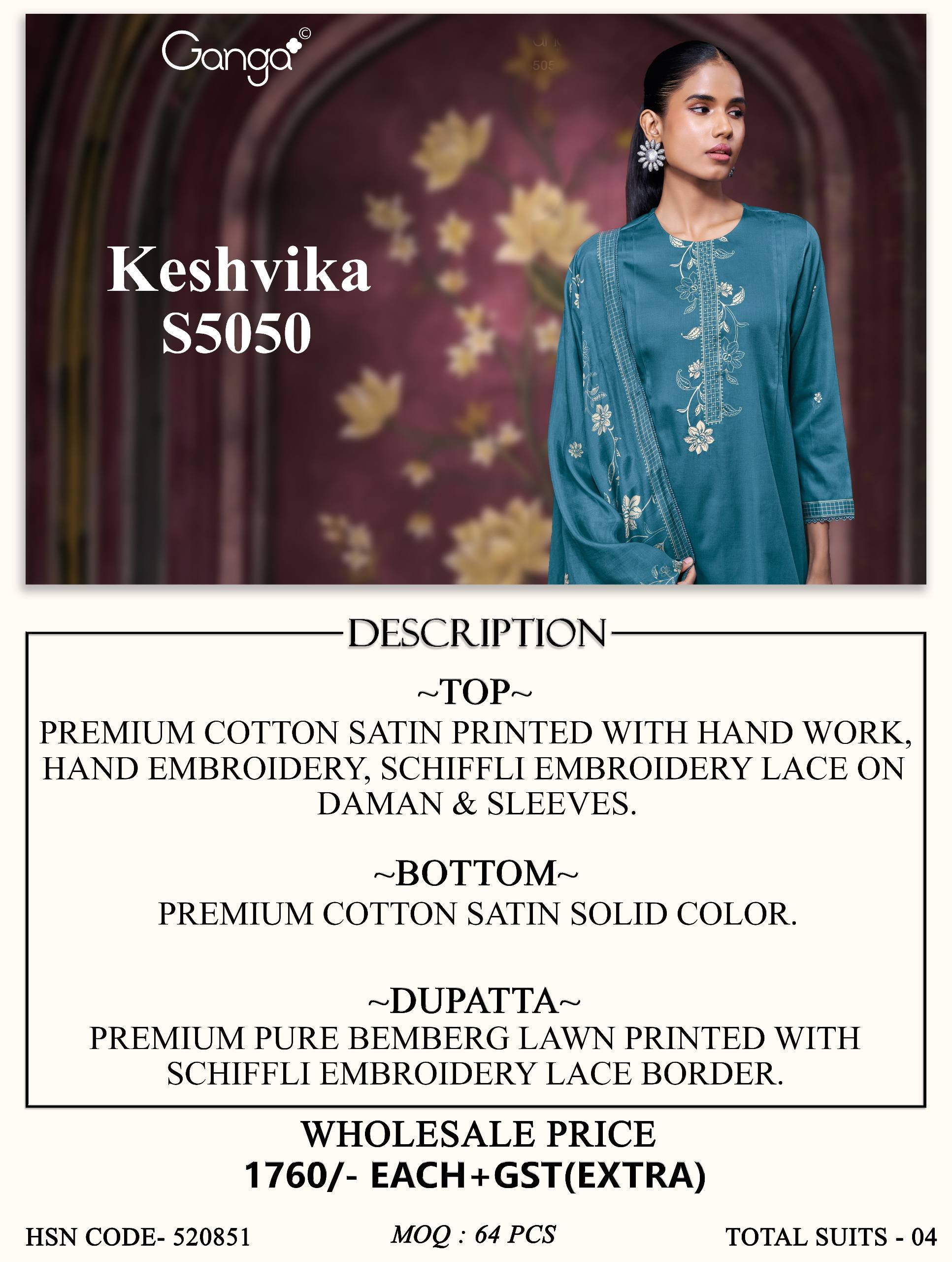 KESHVIKA 5050 SERIES BY GANGA FASHION Beautiful Colourful COTTON SATIN Dresses At Wholesale Price